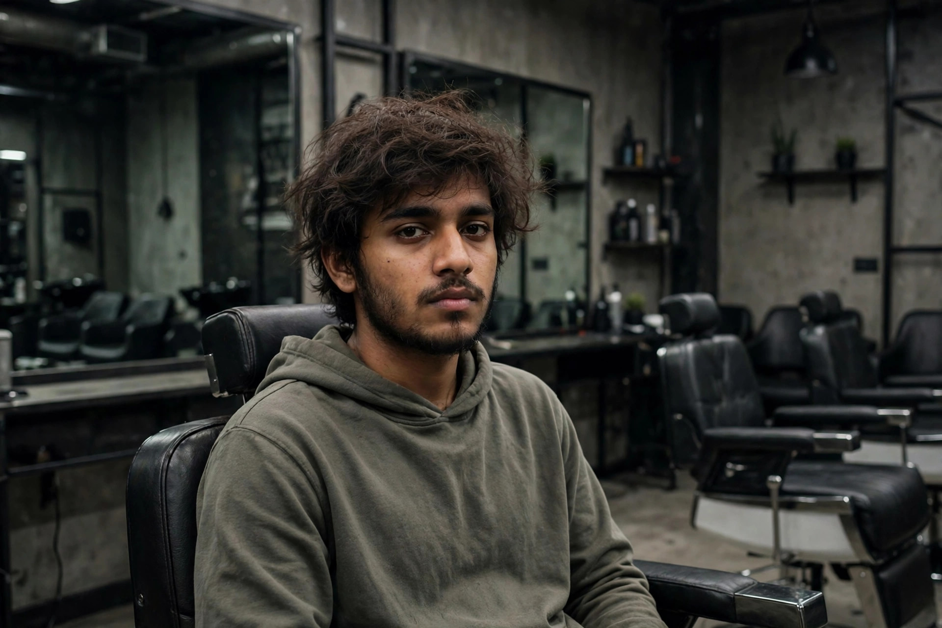 Man with overgrown, shapeless hair before a haircut